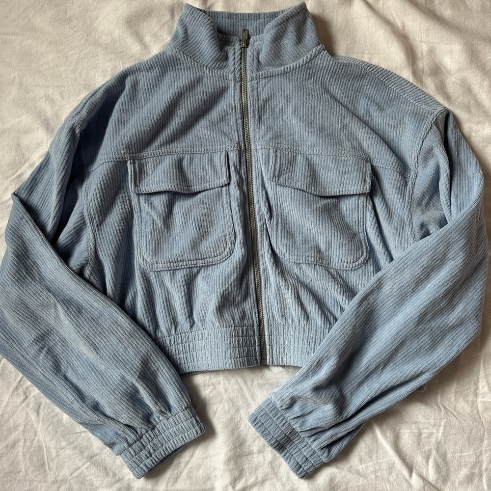Aerie groove on velour cropped zip up jacket